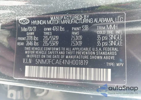 2022 Hyundai Tucson Sel from USA, damaged, VIN 5NMJFCAE4NH001819